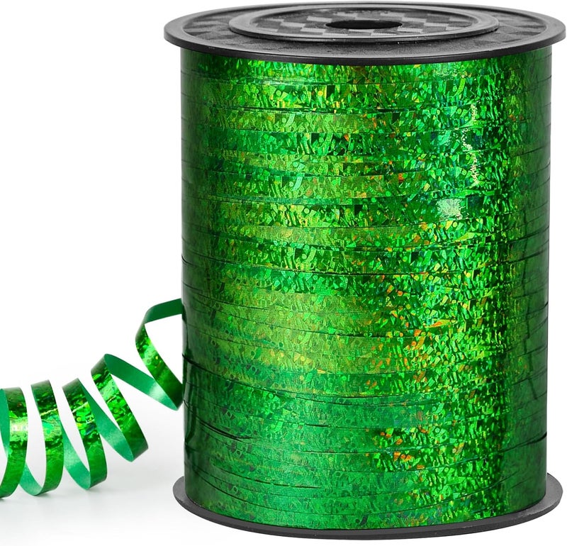 VISPAD Green Curling Ribbon 500 Yard, Shiny Metallic for Gift Wrapping, Balloon String, 3/16" Thin Gift Ribbon for Florist Flower - Image 1